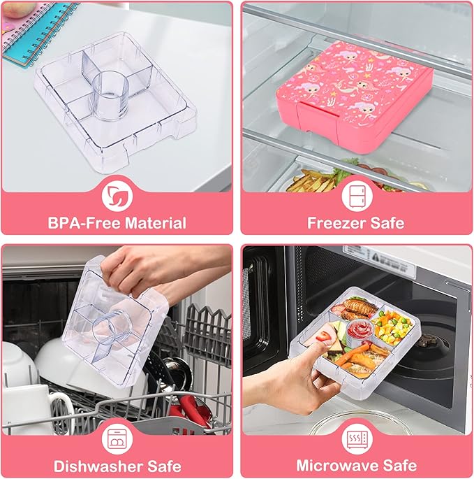 Mermaid Bento Lunch Box Set With 10-Ounce Food Jar