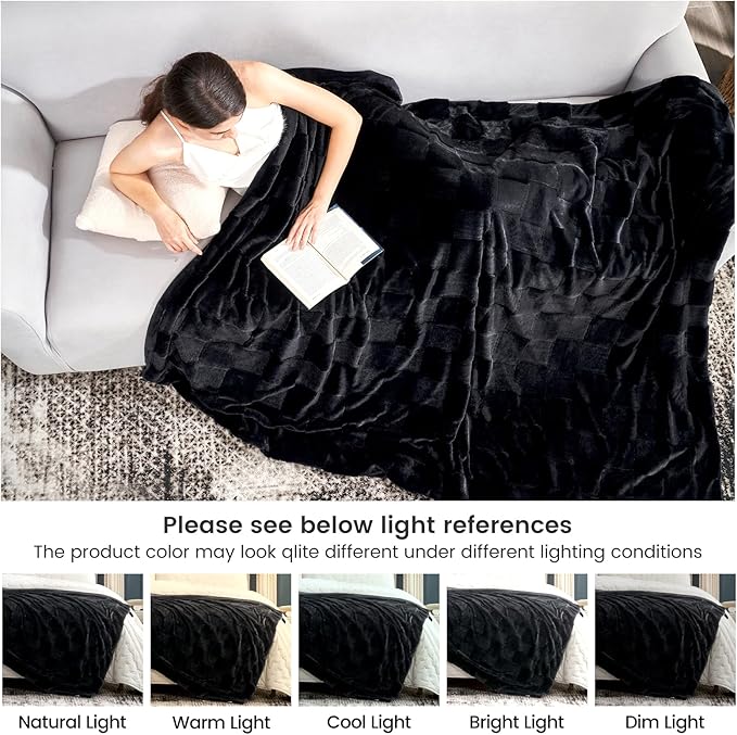 Black Faux Rabbit Fur Queen Blanket – 90" x 90"