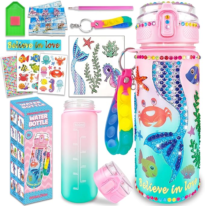 Mermaid Paint-Your-Own Water Bottle Craft Kit for Kids