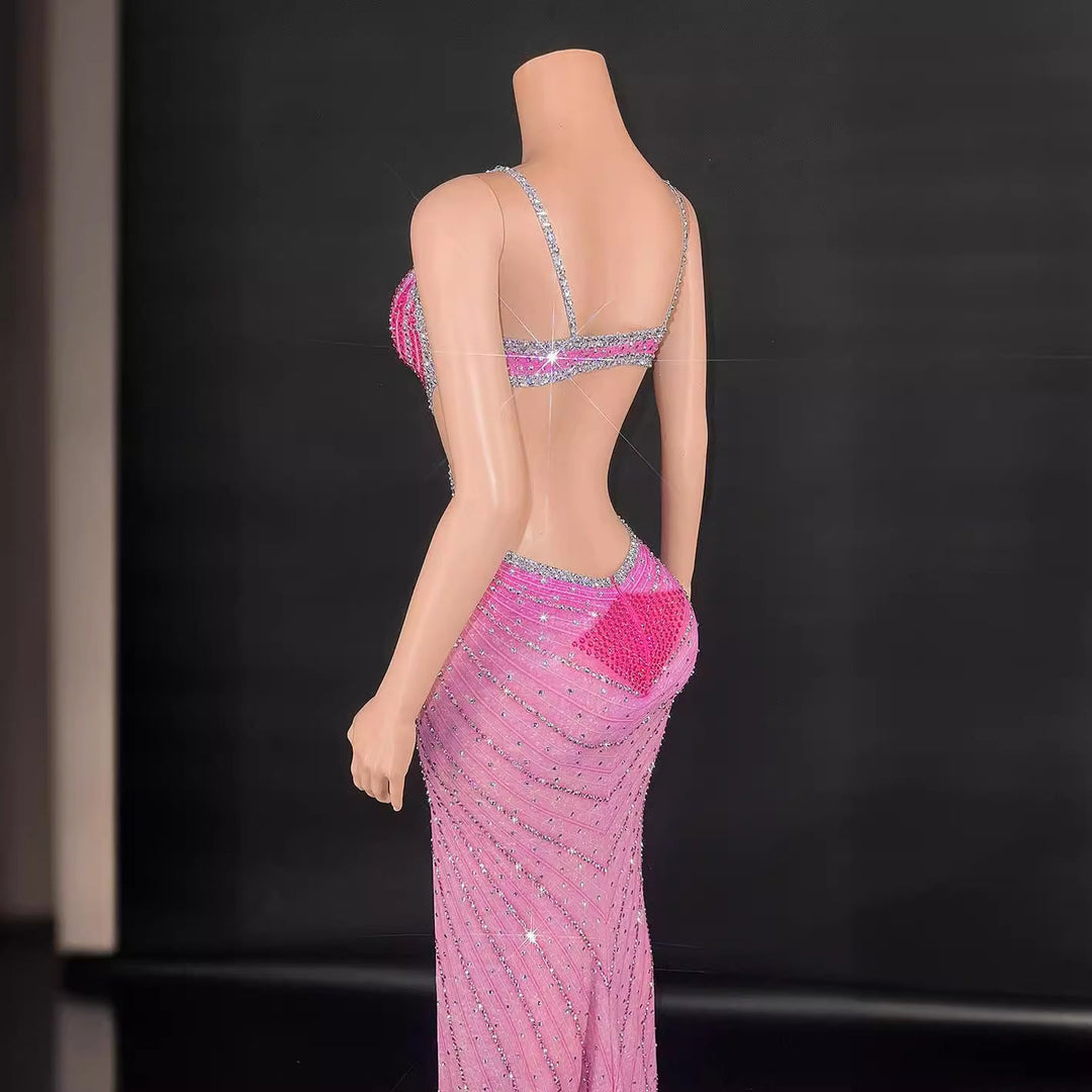 Super Shiny Rhinestone Bodycon Dress | Sleeveless Party Dress