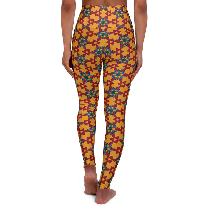 High Waisted Yoga Leggings - Red Yellow Dragon Delight