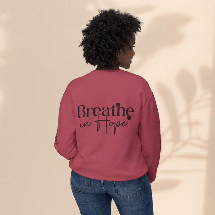 Unisex Lightweight Crewneck Sweatshirt - Breathe in Hope Exhale Worry