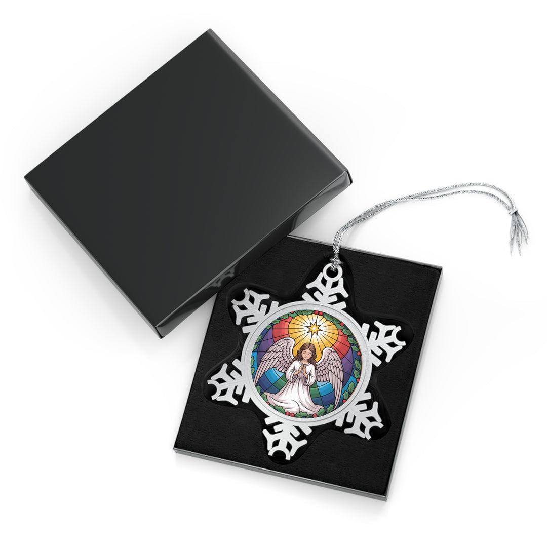 Stunning Pewter Snowflake Ornament – Angel Christmas Tree Decoration & Holiday Keepsake