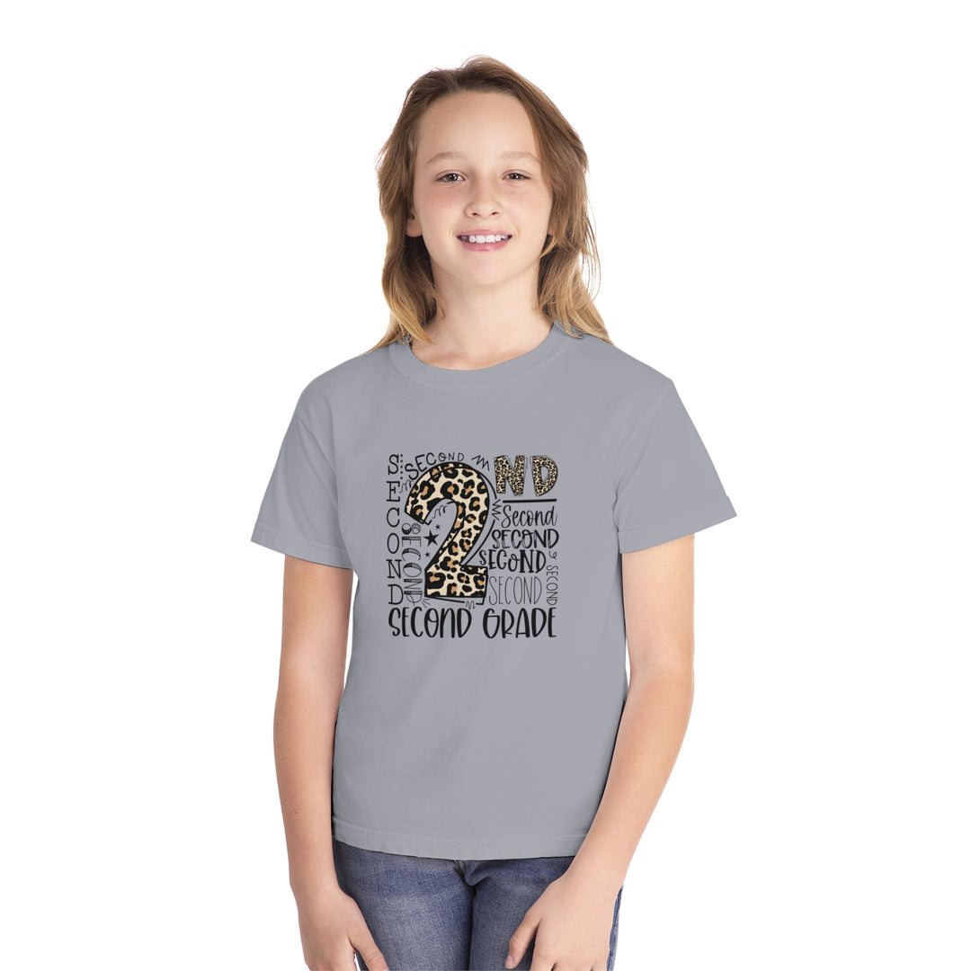 Fun Second Grade Leopard Print Youth Tee, Kids Birthday Shirt, Back to School Apparel, Birthday Gift, Animal Print T-Shirt