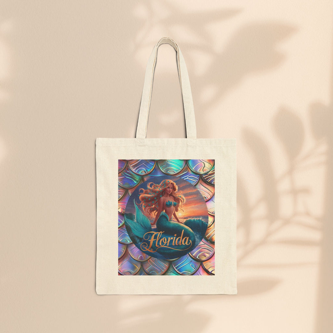 Cotton Canvas Tote Bag - Florida Mermaid