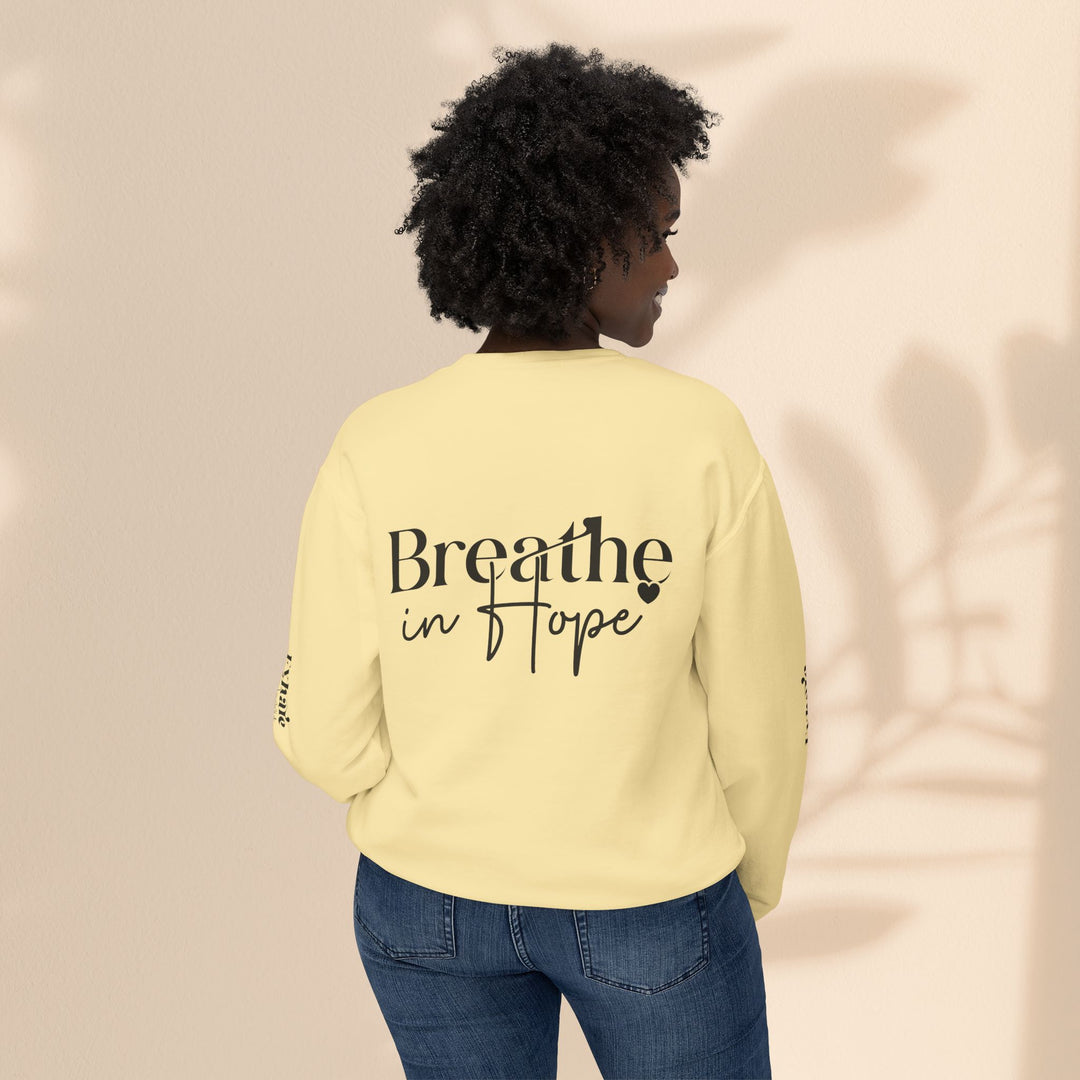 Unisex Lightweight Crewneck Sweatshirt - Breathe in Hope Exhale Worry