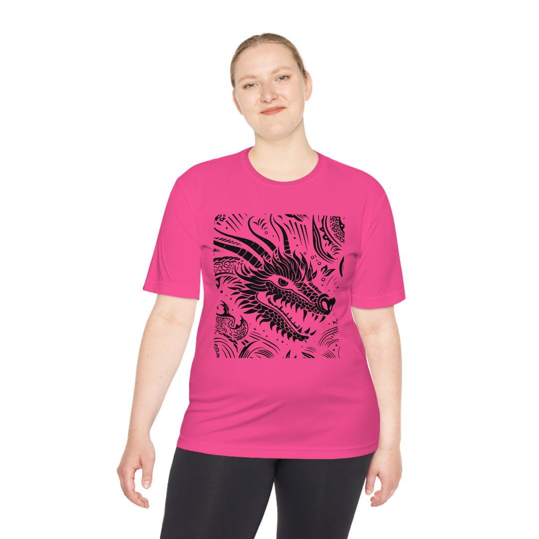 Unisex Moisture Wicking Tee - Dragon Black and White