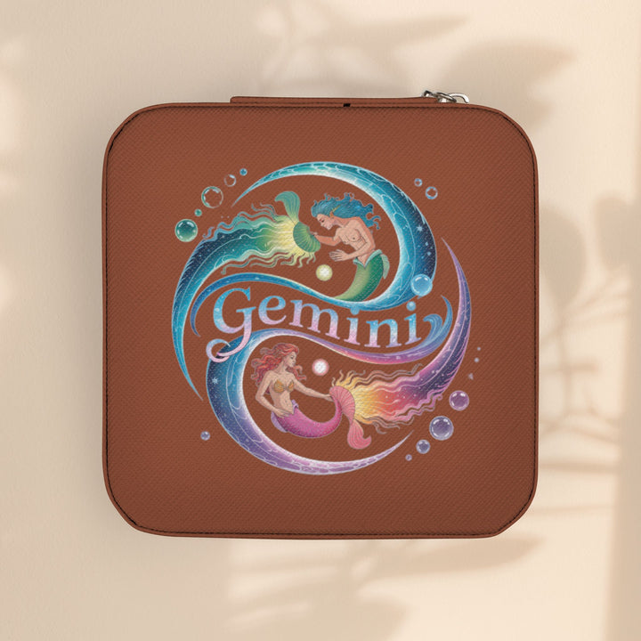Gemini Zodiac Jewelry Travel Case — Compact Organizer for Rings, Earrings & Necklaces