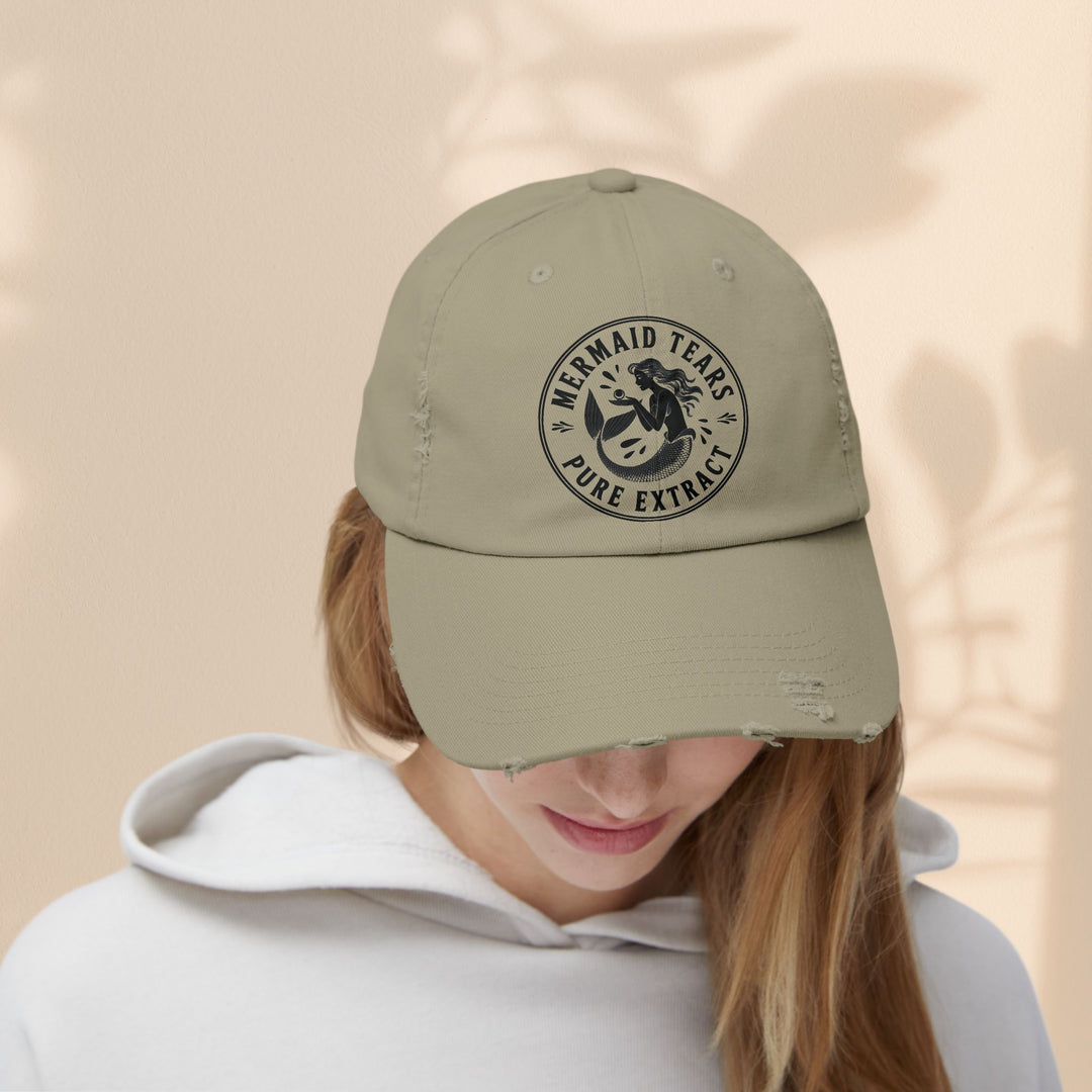 Mermaid Tears Distressed Cap – Trendy Casual Hat & Summer Beach Accessory