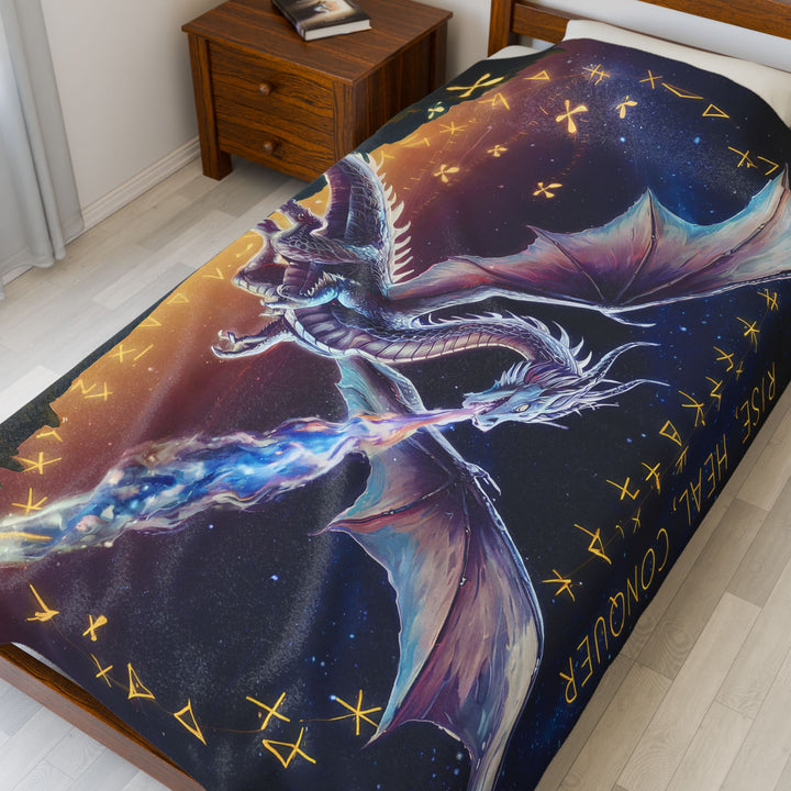 Fantasy Dragon Velveteen Plush Blanket - Rise, Heal, Conquer