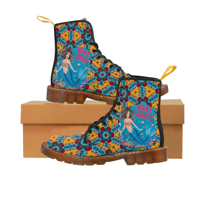 Women's Canvas Boots - Make Mermaid Waves