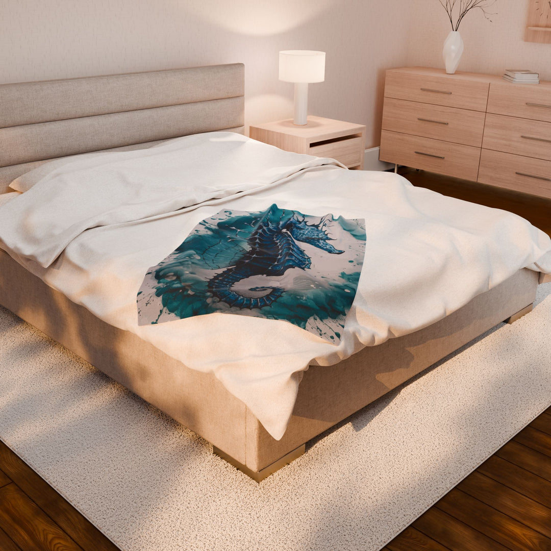 Velveteen Plush Blanket - SeaHorse