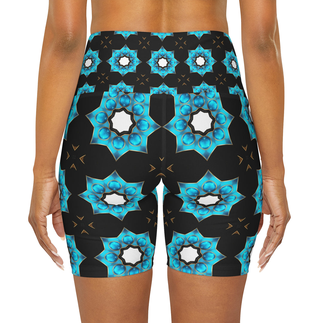 High Waisted Yoga Shorts - Message Pattern