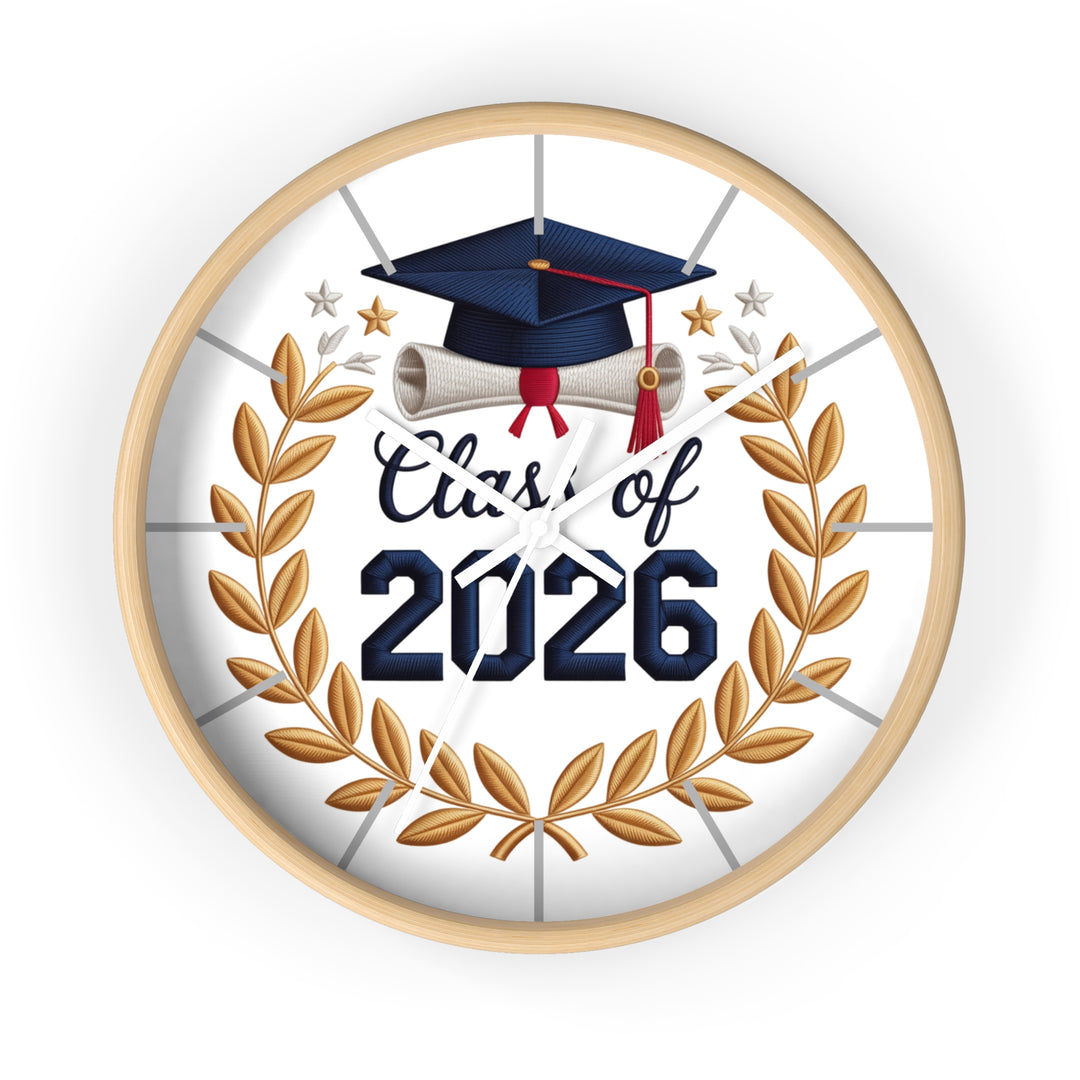 Class of 2026 Graduation Wall Clock — Graduate Cap & Diploma Keepsake