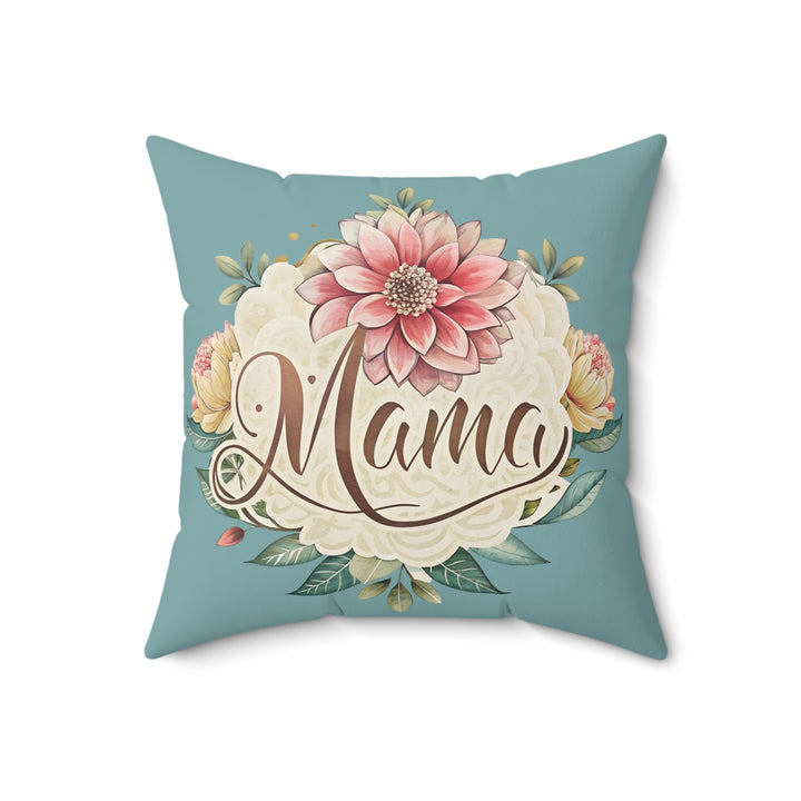 Mama Faux Suede Pillow - Floral Design for Mother's Day