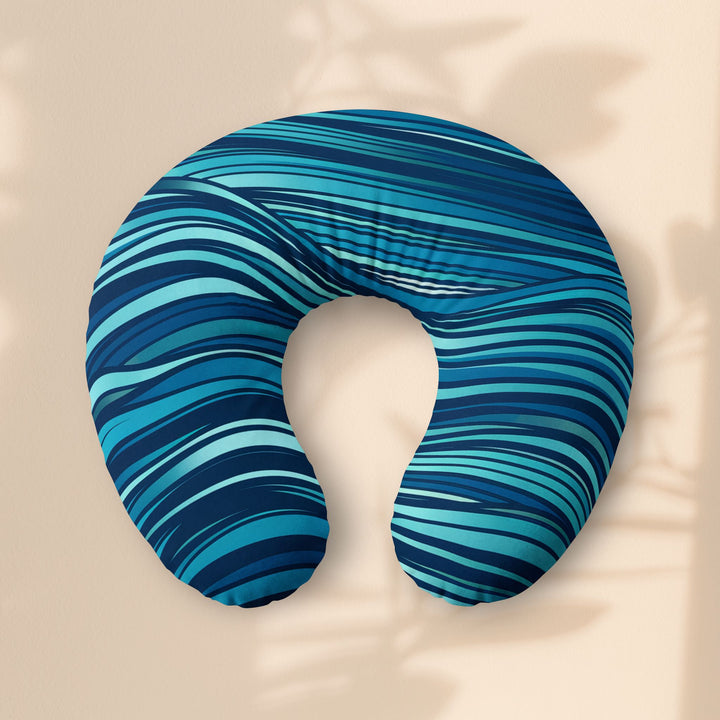 Nursing Pillow Cover — Blue Ocean Wave Stripes