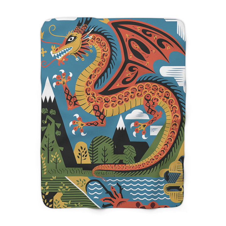 Mexican Dragon Sherpa Fleece Blanket – Cozy Home Décor & Gift for Dragon Lovers