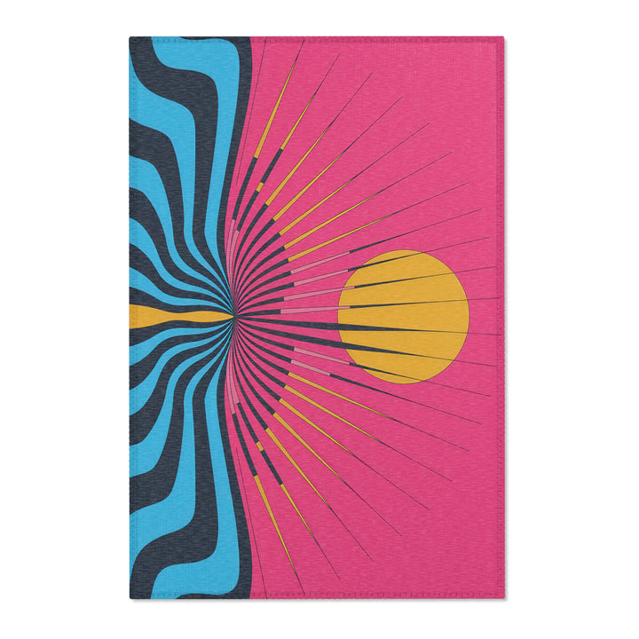 Vibrant Area Rug with Retro Sunburst Design, Hope Rising