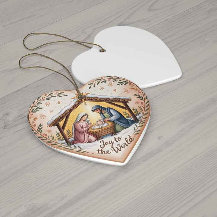 Joy To The World Manger Ceramic Ornament