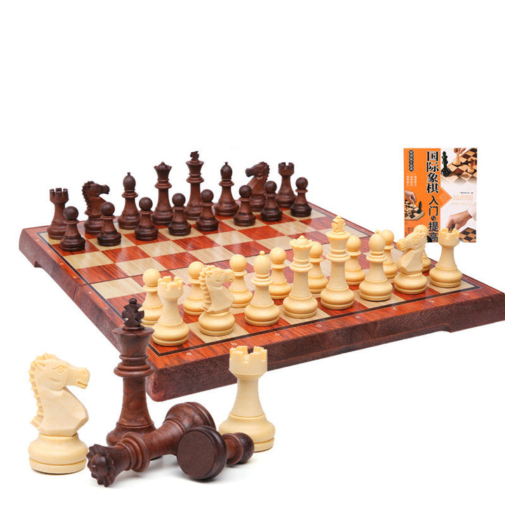 Magnetic Chess Set with Imitation Wood Chessboard