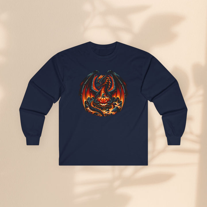 Dragon Emblem Unisex Long Sleeve Tee – Casual Fantasy Graphic Shirt for Halloween & Geek Culture