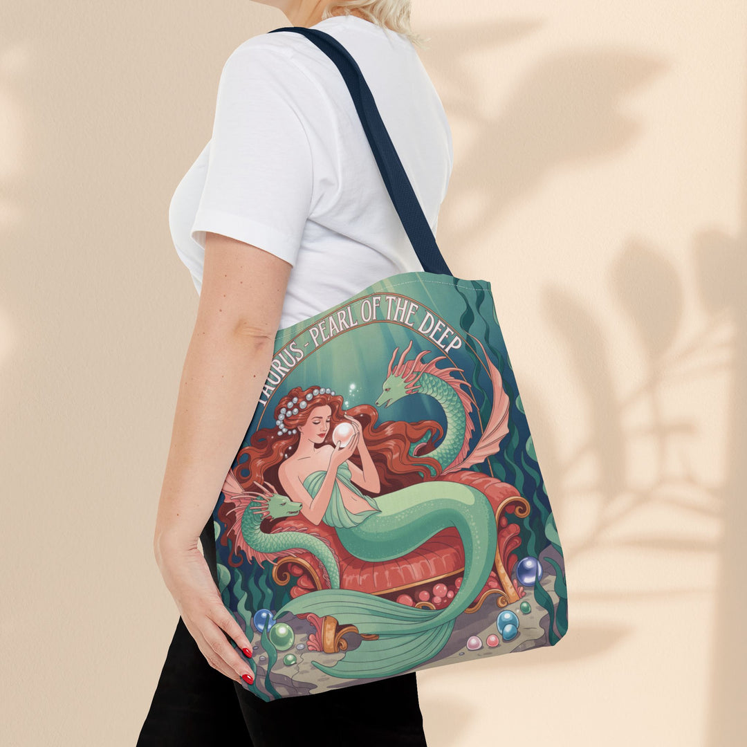Taurus Mermaid Tote Bag, Taurus Zodiac, Ocean Lover Gift, Beach Accessory, Astrology Decor, Unique Shopping Bag