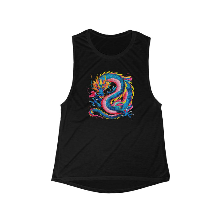 Women's Flowy Scoop Muscle Tank - Groovy Dragon