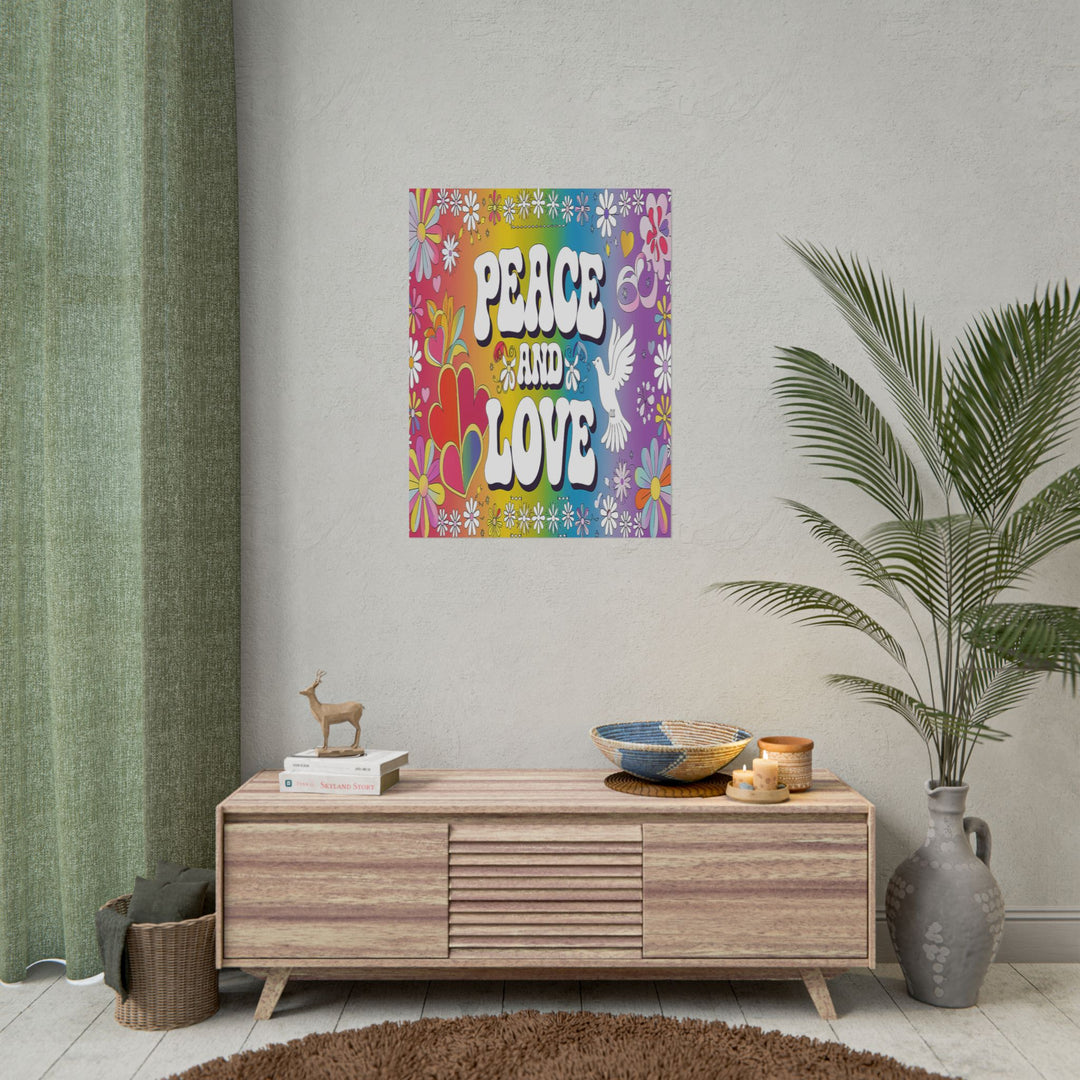 Peace and Love Rolled Posters - Colorful Floral Wall Art for Peaceful Decor