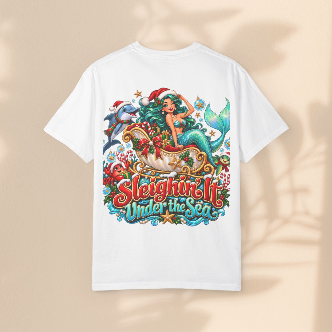 Mermaid Christmas T-Shirt – Sleighin’ It Under the Sea Holiday Tee