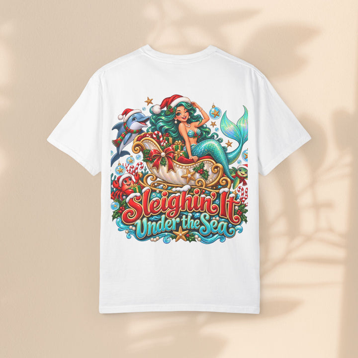 Mermaid Christmas T-Shirt – Sleighin’ It Under the Sea Holiday Tee