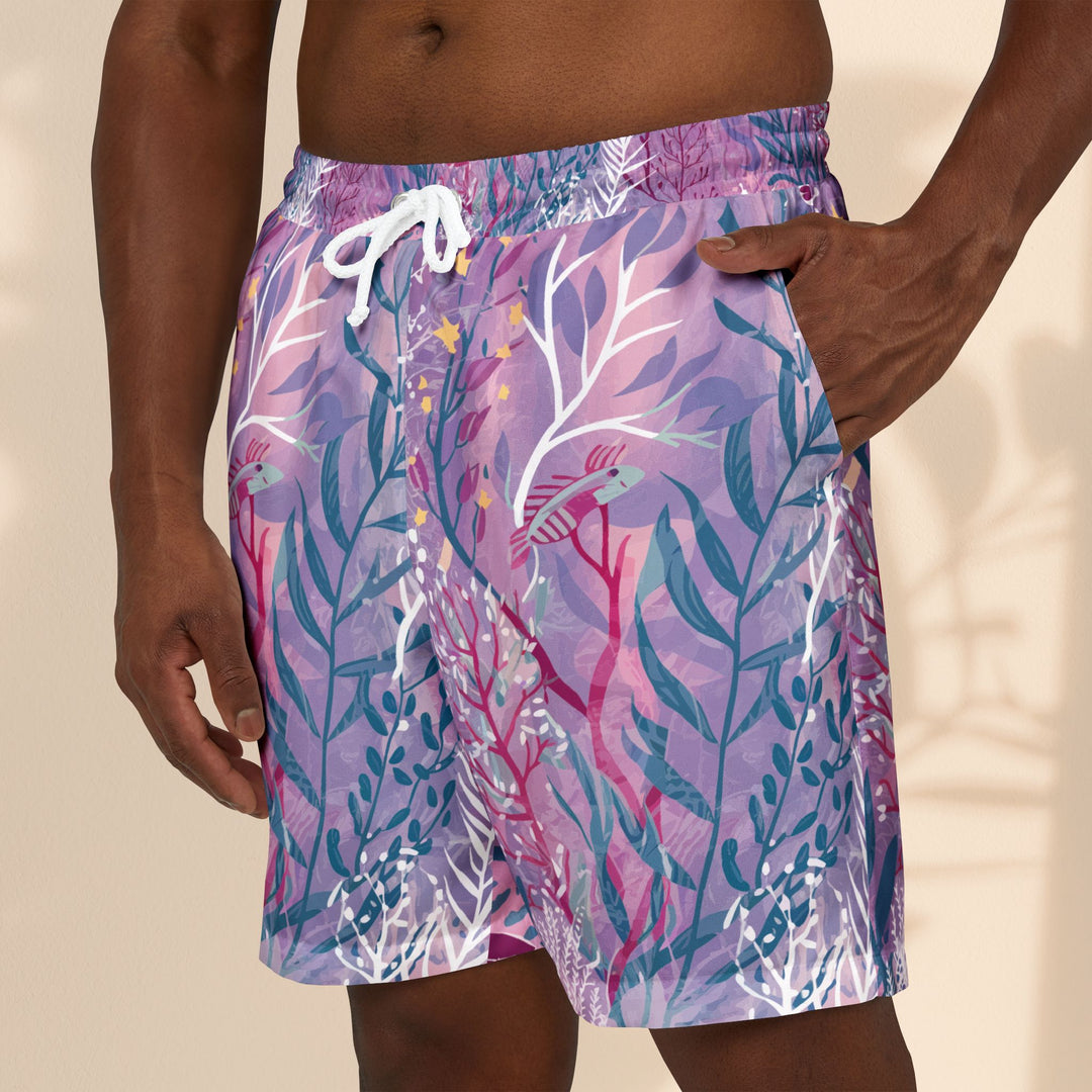 Unisex Swim Shorts - Perfect for Beach Days & Summer Vacations - Purple Seaweed