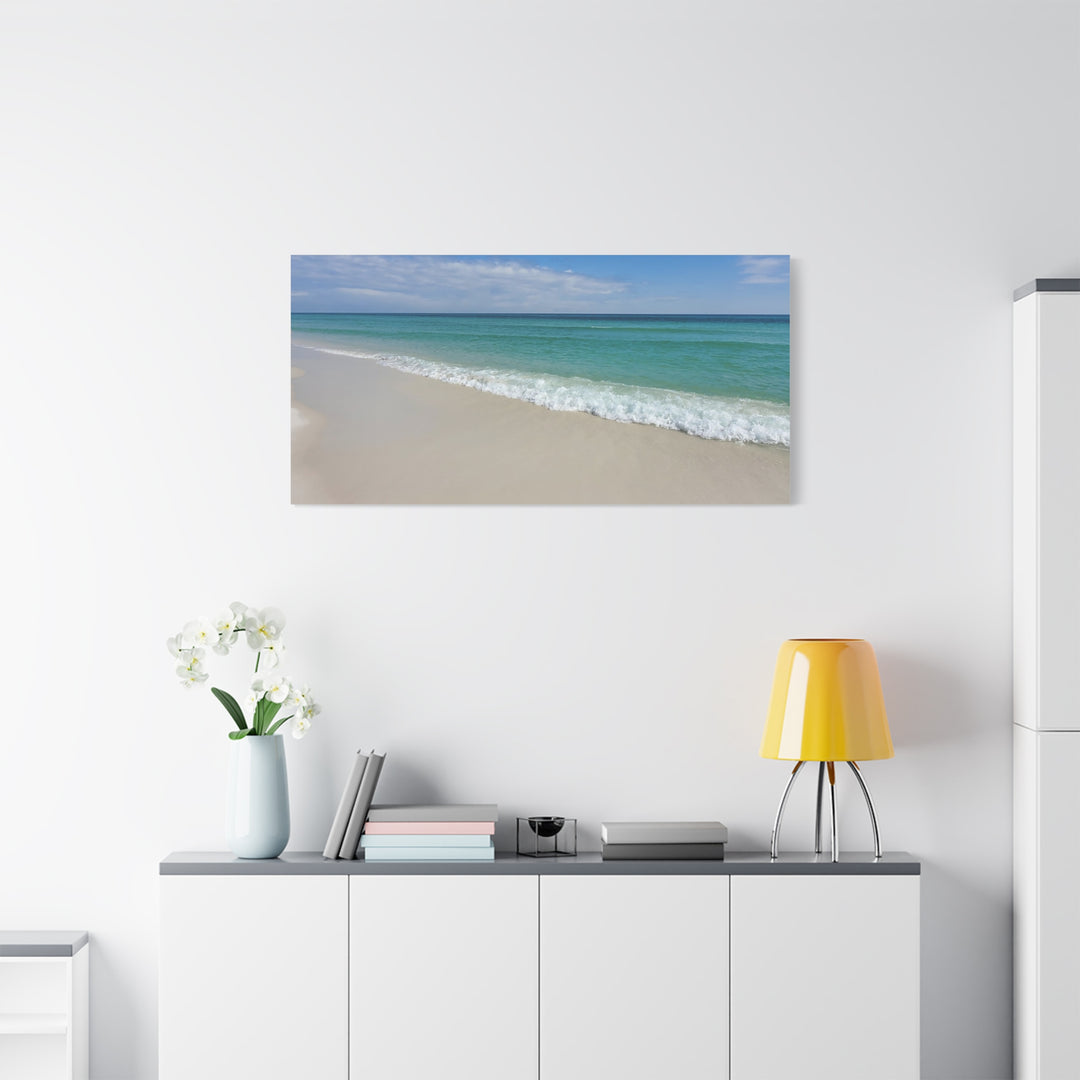 Beach Shoreline Matte Canvas Print – Tranquil Ocean Wall Art