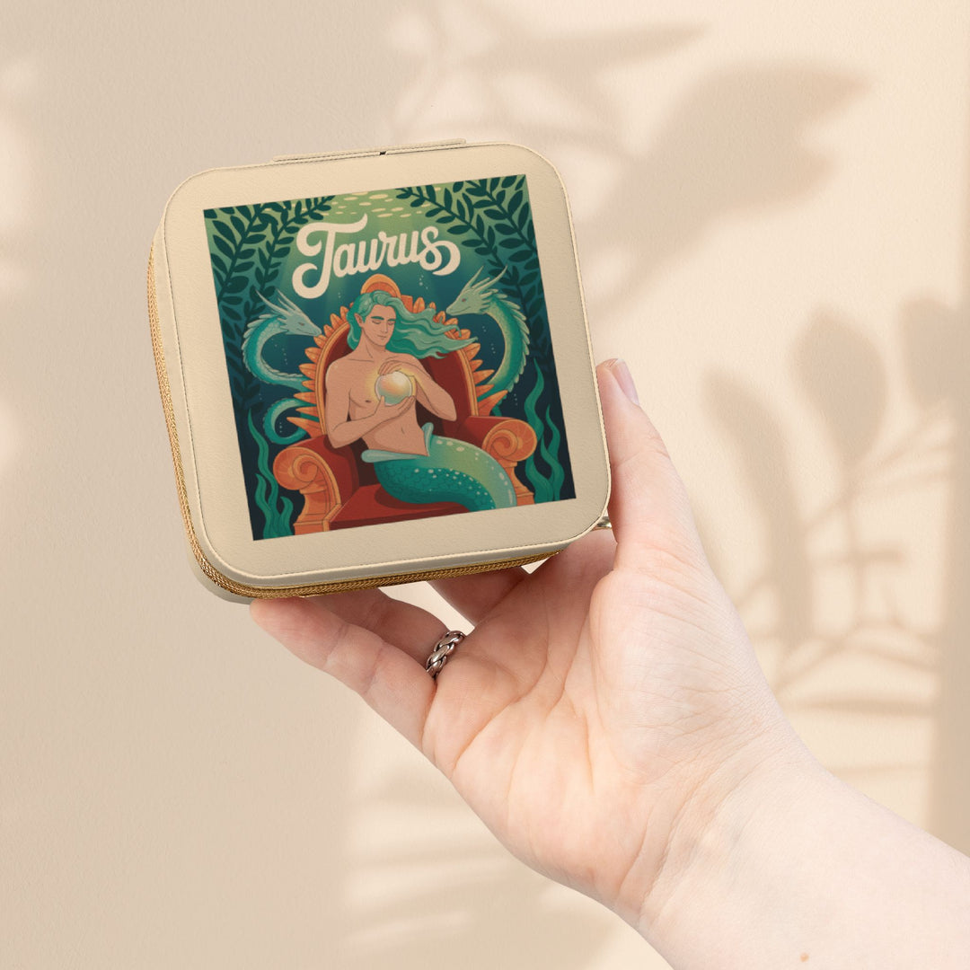 Taurus Zodiac Jewelry Travel Case – Compact Astrological Ring & Earring Organizer