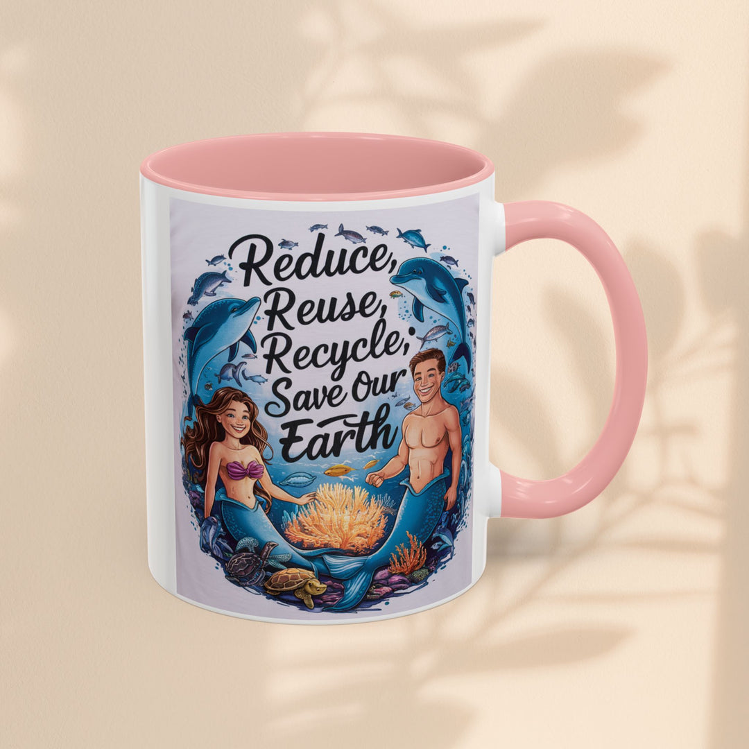 Accent Coffee Mug (11, 15oz) - Reduce, Reuse, Recycle