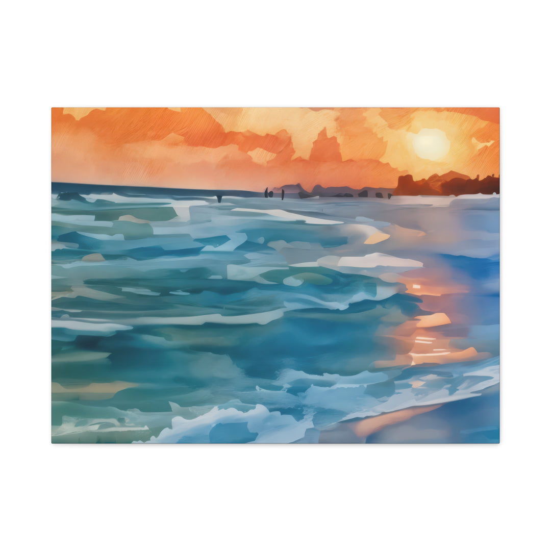 Coastal Sunset Canvas Art – Ocean and Beach Wall Décor