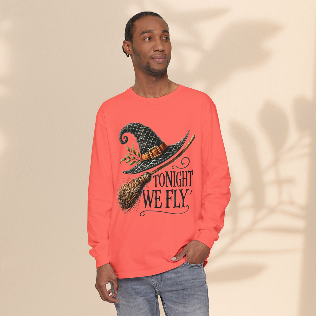 Tonight We Fly - Whimsical Witch Halloween Long Sleeve T-Shirt