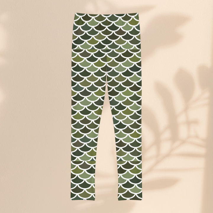 Youth Full-Length Leggings  - Green Mer Scales