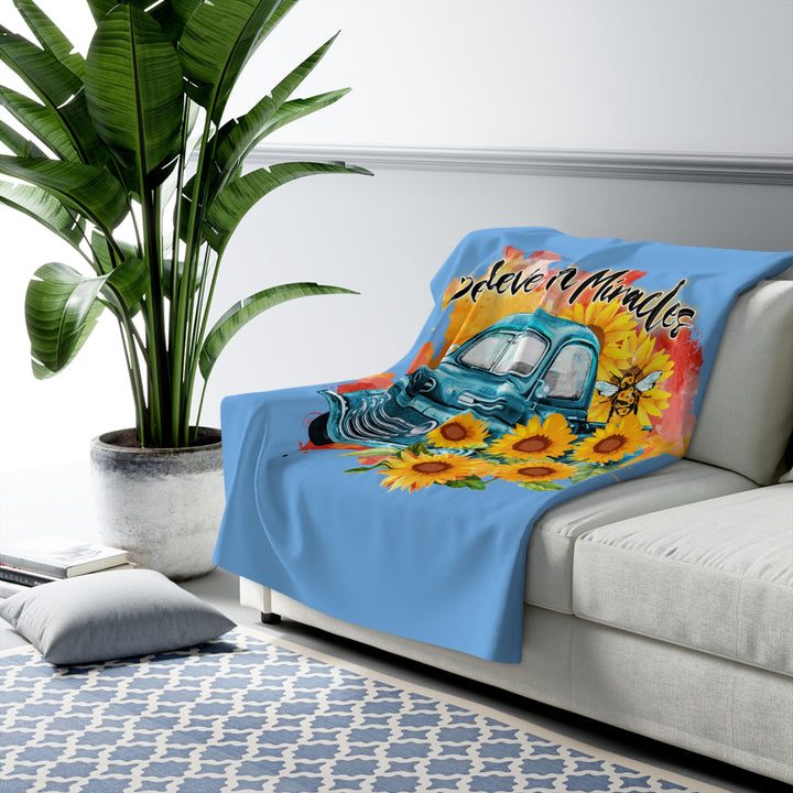 Believe in Miracles Sherpa Fleece Blanket – Cozy Floral Throw & Inspirational Gift
