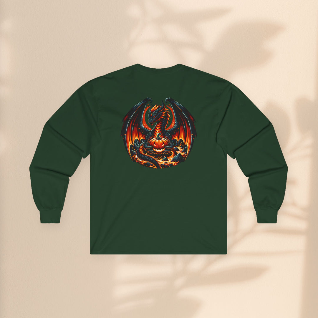 Dragon Emblem Unisex Long Sleeve Tee – Casual Fantasy Graphic Shirt for Halloween & Geek Culture