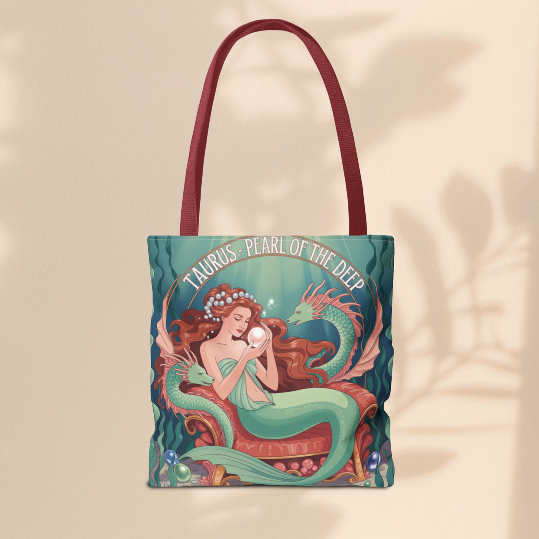Taurus Mermaid Tote Bag, Taurus Zodiac, Ocean Lover Gift, Beach Accessory, Astrology Decor, Unique Shopping Bag