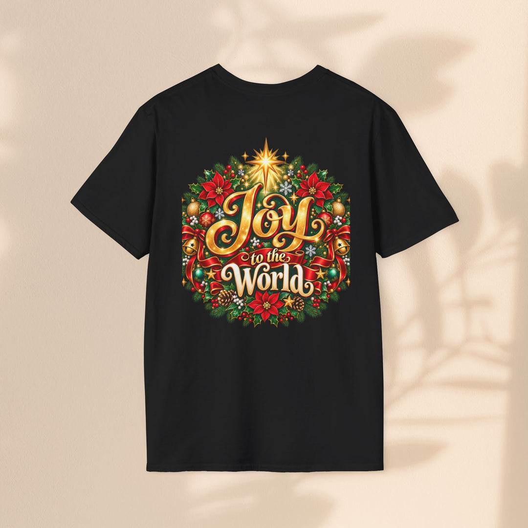 Joy to the World Christmas T-Shirt — Festive Wreath Holiday Tee