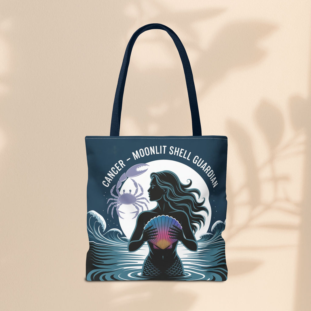 Zodiac Cancer Tote, Astrology-Inspired Tote Bag, Zodiac Gift, Cancer Moonlit Shell Guardian, Eco-Friendly Bag, Gift for Her