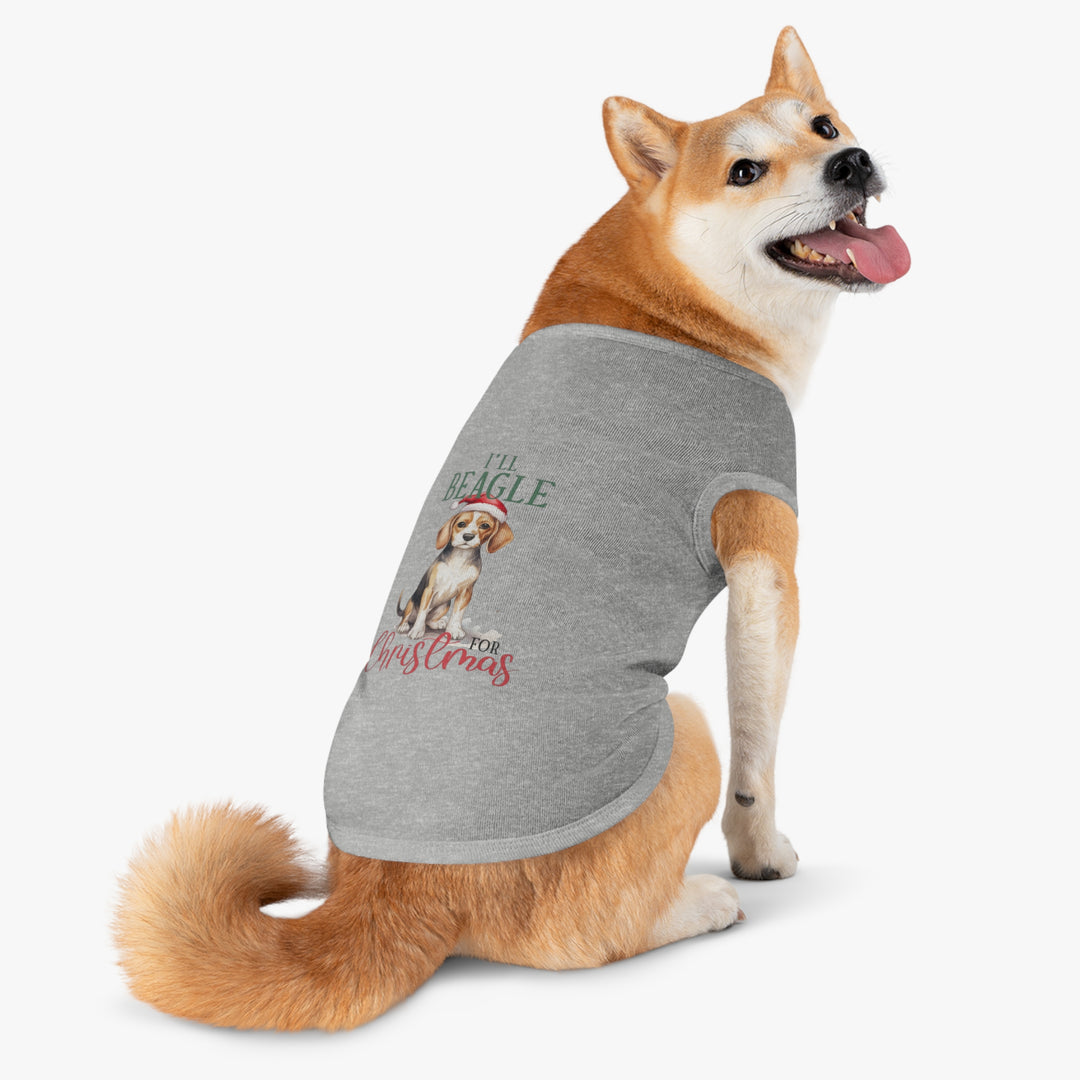 Festive Beagle Pet Tank Top - Holiday Dog Apparel - I'm Beagle for Christmas