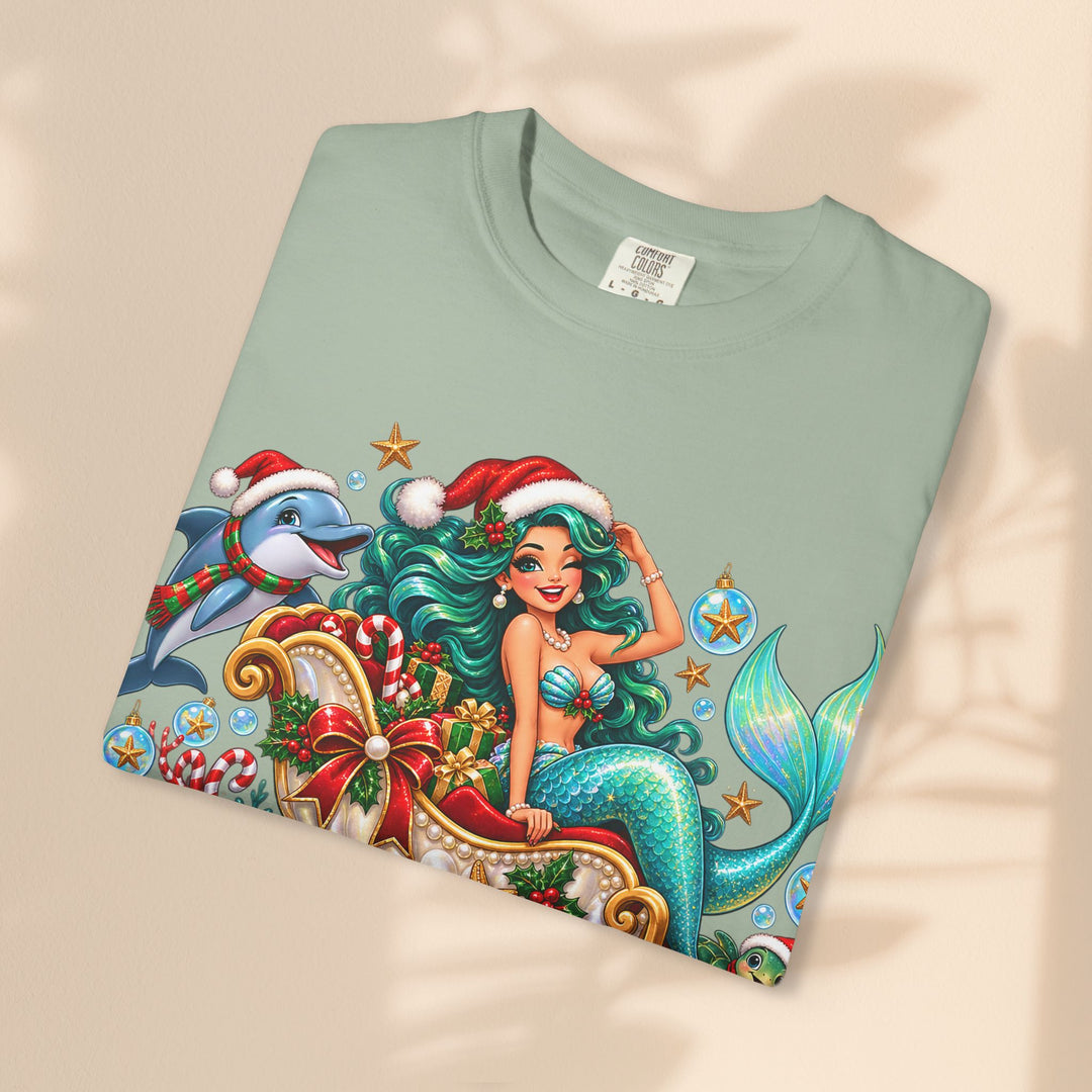Mermaid Christmas T-Shirt – Sleighin’ It Under the Sea Holiday Tee