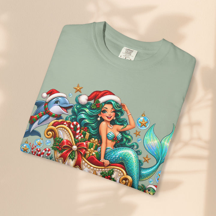 Mermaid Christmas T-Shirt – Sleighin’ It Under the Sea Holiday Tee