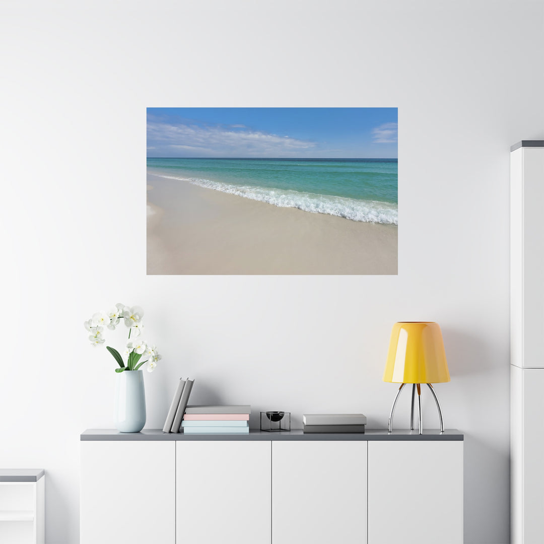 Beach Shoreline Matte Canvas Print – Tranquil Ocean Wall Art