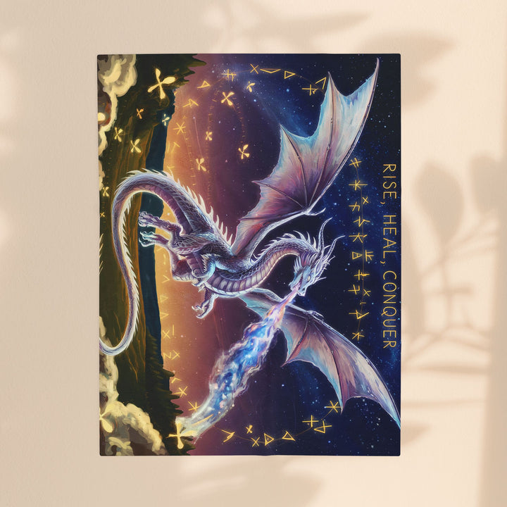 Fantasy Dragon Velveteen Plush Blanket - Rise, Heal, Conquer
