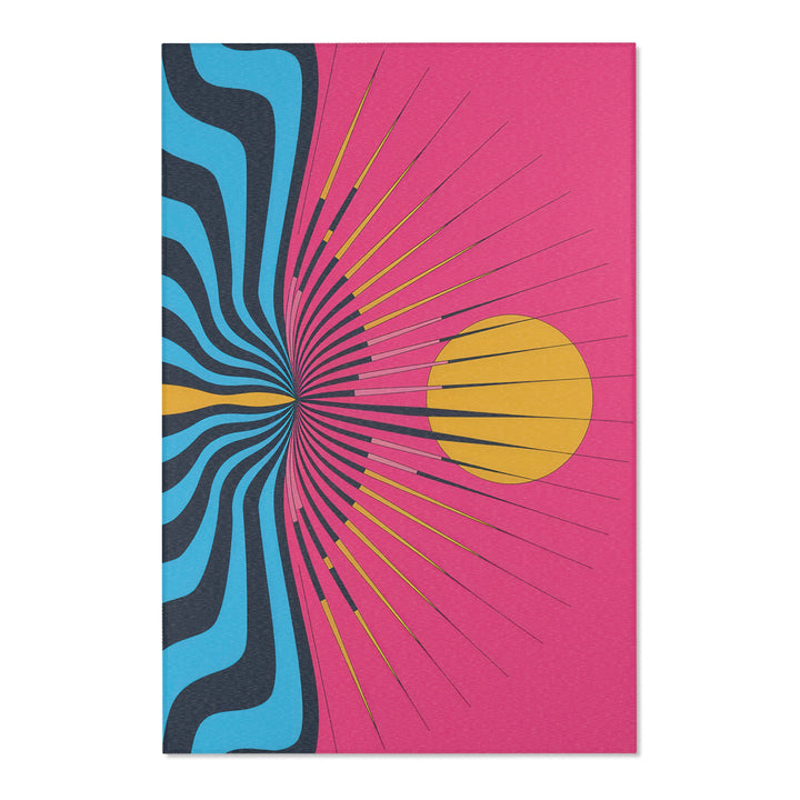 Vibrant Area Rug with Retro Sunburst Design, Hope Rising