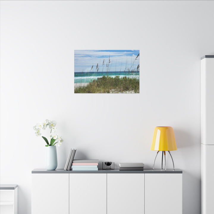 Coastal Dune Beach Canvas Print – Waves and Sea Oats Wall Art