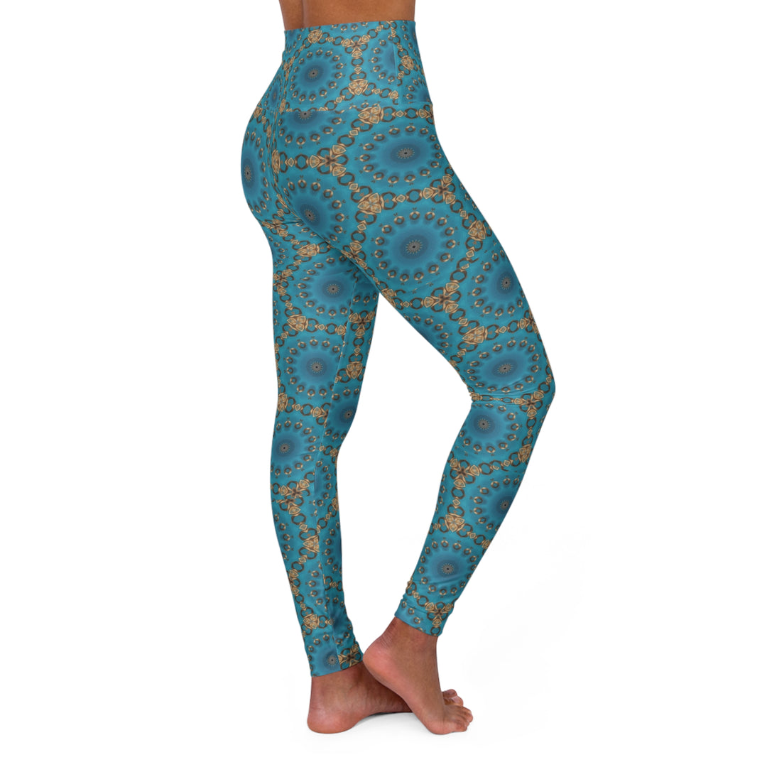 High Waisted Yoga Leggings - Turquoise Sun